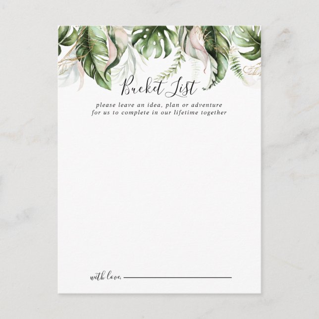 Cartes de liste Mariages Gold Tropical Greenery (Devant)