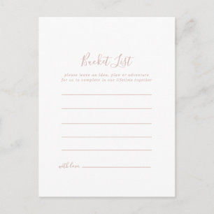 Cartes de liste minimaliste de Bucket Gold rose