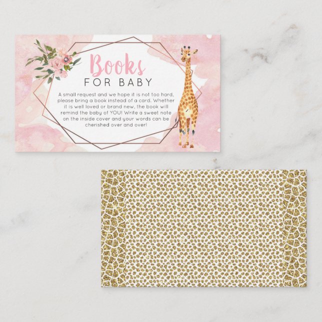 Cartes de livres aquarelle Safari Girafe pour bébé (Devant / Derrière)