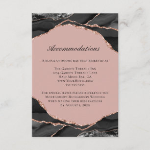 Cartes de logement de mariage à feuilles d'or rose