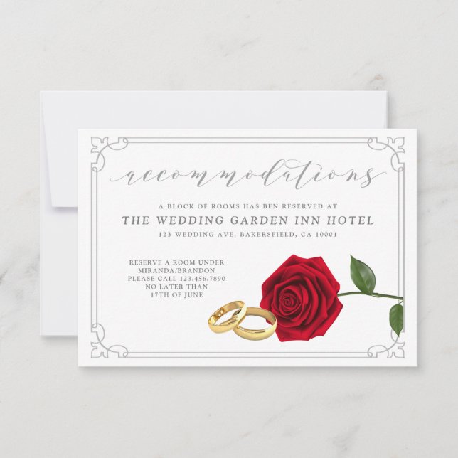 Cartes de logement de mariage avec des anneaux de  (Devant)