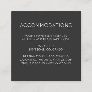 Cartes de logement d'hôtel de mariage de montagne
