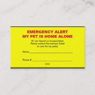 Cartes de maison d'alerte de secours d'animal