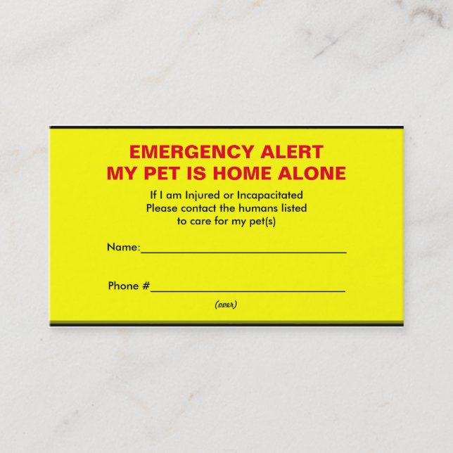 Cartes de maison d'alerte de secours d'animal (Devant)