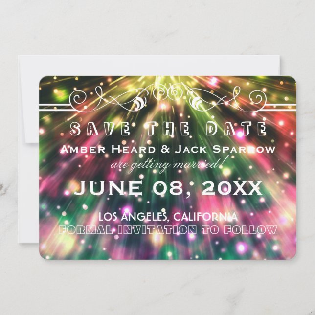 Cartes de mariage à feu d'artifice brillant pour a (Devant)