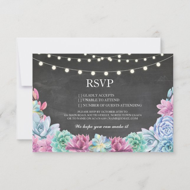 Cartes de mariage à la craie RSVP rustique avec fl (Devant)