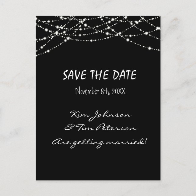 Cartes de mariage à lumières scintillantes noires  (Devant)