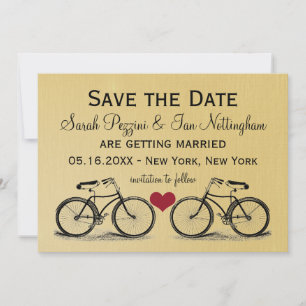 Cartes de mariage à vélo vintage pour annoncer la