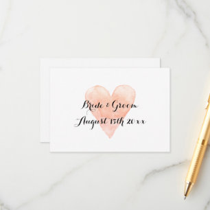 Cartes de mariage adorables avec cœur rose corail
