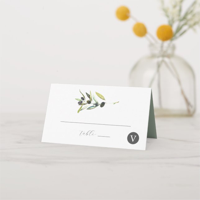 Cartes de mariage Aquarelle Olive Branche (Devant)