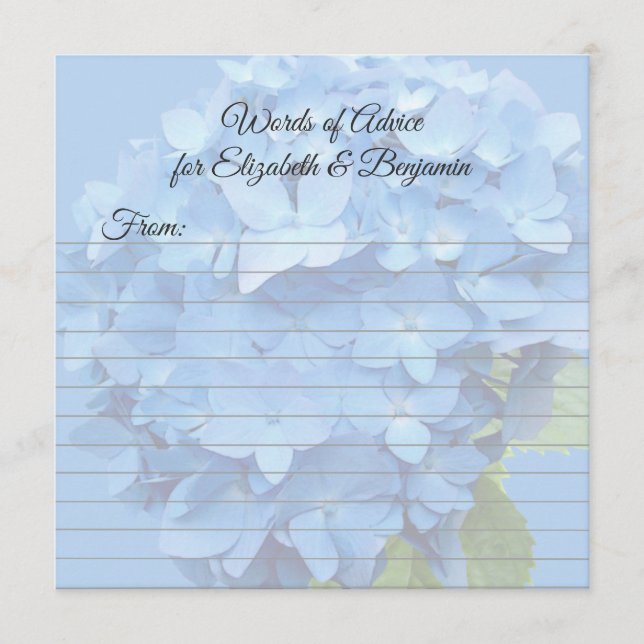 Cartes de mariage arrondies Blue Hydrangea Blank C (Devant)