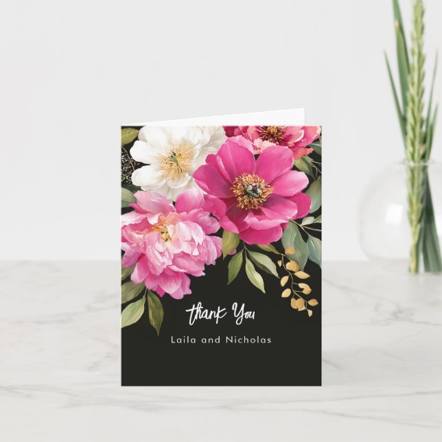 Cartes de mariage aux pivoines aquarelles roses et (Devant)