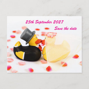 Cartes de mariage canards pétales de rose confetti