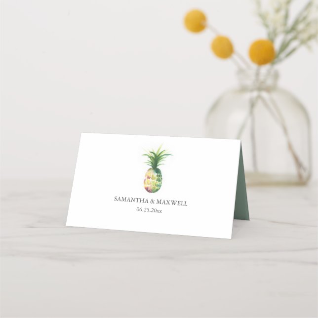 Cartes de mariage Cartes de Place Ananas Tropical (Dos)