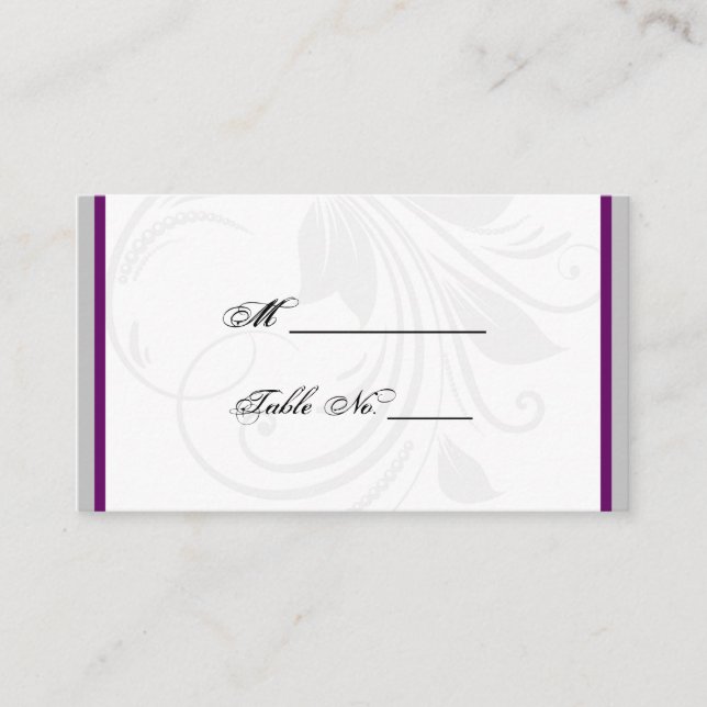 Cartes de Mariage de coeur florales en argent et p (Devant)