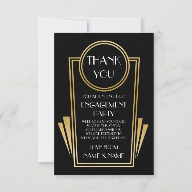 Cartes de mariage de fiançailles Art Déco Merci 20 (Devant)