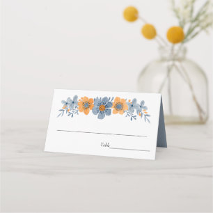 Cartes de Mariage de fleurs bleues et orange