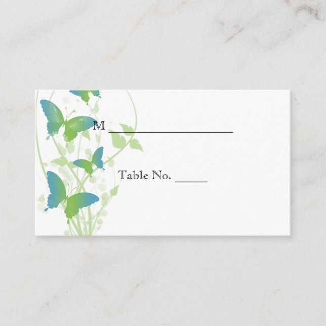 Cartes de Mariage de la Vigne Bleu et Vert Papillo (Devant)