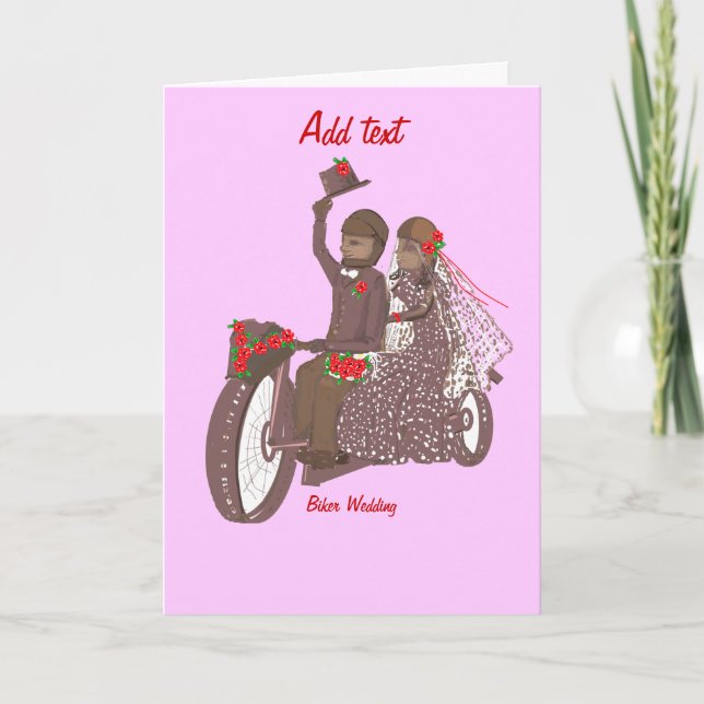 Cartes de mariage de motard de roses rouges Produi (Devant)