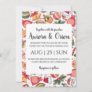 cartes de mariage de noël à typographie élégante