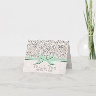 Cartes de mariage en Merci de dentelle Vintage Min