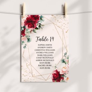 Cartes de Mariage Floral Rouge Rose & Or
