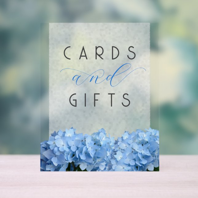 Cartes de mariage florale bleu n Table de cadeaux (Neutre)