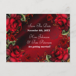 Cartes de mariage gothique aux roses rouges pour a