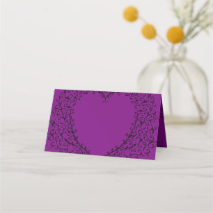 Cartes de Mariage gothique du coeur pourpre et noi