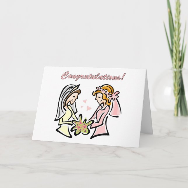Cartes de mariage lesbiennes - blanc à l'intérieur (Devant)