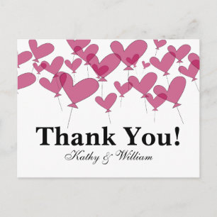 Cartes de mariage Merci avec ballons rouges