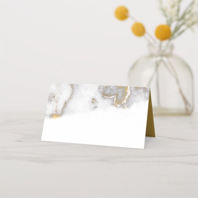 Cartes de Mariage modernes marbrées gris et or (Devant)