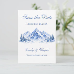 Cartes de mariage 'Montagnes enneigées bleues' pou