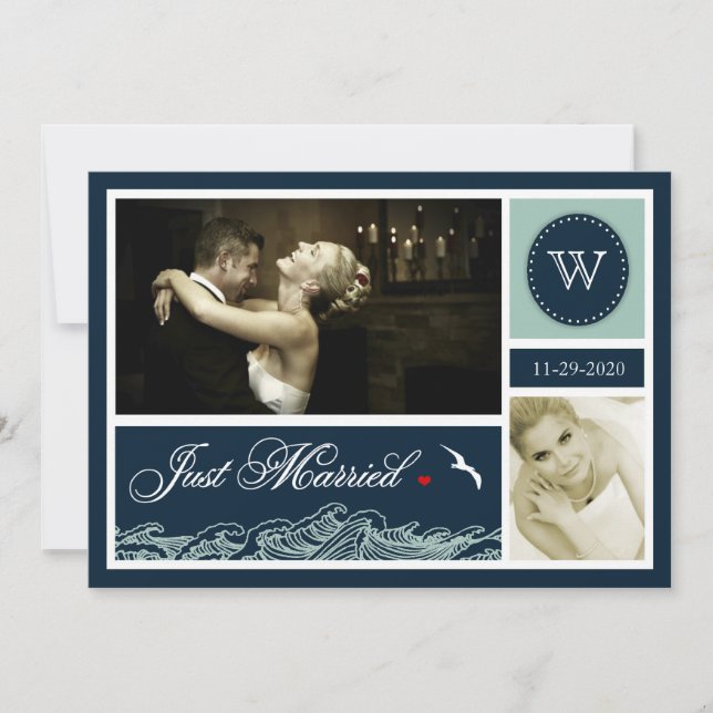 Cartes de mariage nautiques pour jeunes mariés de  (Devant)