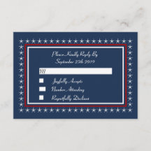 Cartes de mariage patriotique militaires RSVP