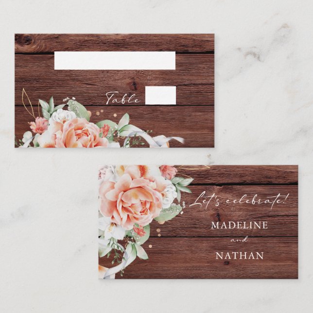 Cartes de Mariage plat Rustique de Pêche au Bois (Devant / Derrière)