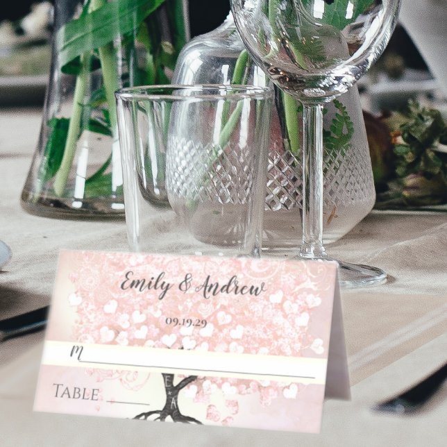 Cartes de Mariage pour feuilles de coeur rose pâle (Créateur téléchargé)