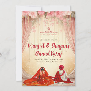 Cartes de mariage punjabi invitations Anand Karaj