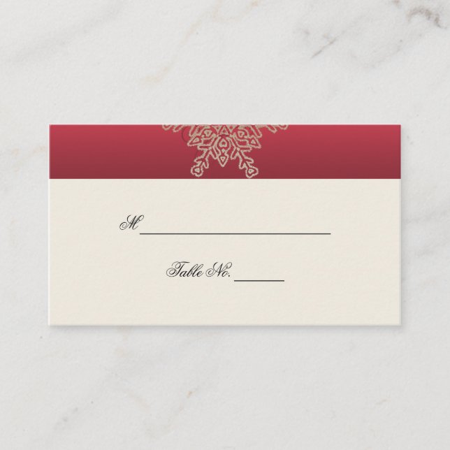 Cartes de Mariage Red et Gold Snowflake (Devant)