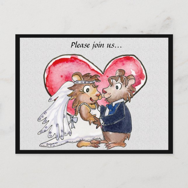 Cartes de mariage "Red Heart Cute" pour annoncer l (Devant)