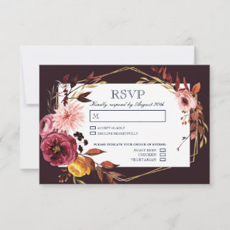 Cartes de mariage RSVP avec choix de repas