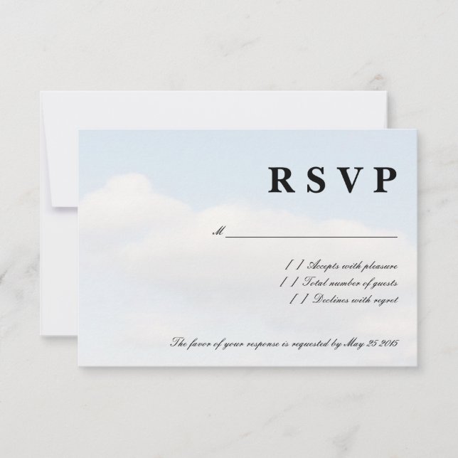 Cartes de mariage RSVP bleu ciel blanc (Devant)