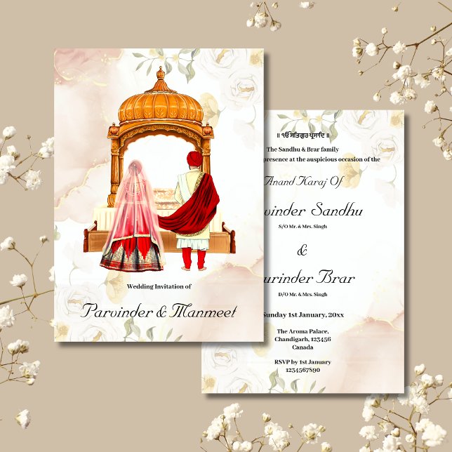 Cartes de mariage Sikh faire-part de mariage sikh (Créateur téléchargé)