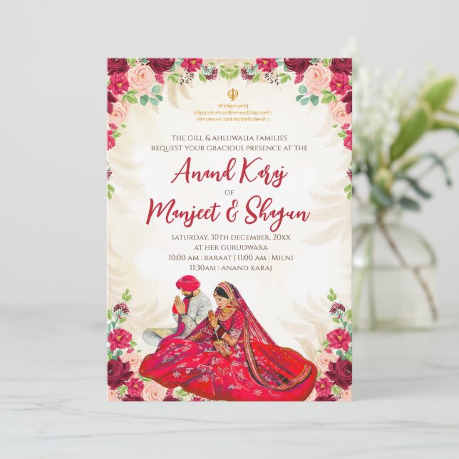 Cartes de mariage sikh & invitations Anand Karaj (Debout devant)