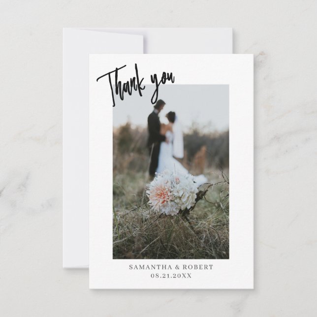 Cartes de Mariage Simple Merci Script (Devant)