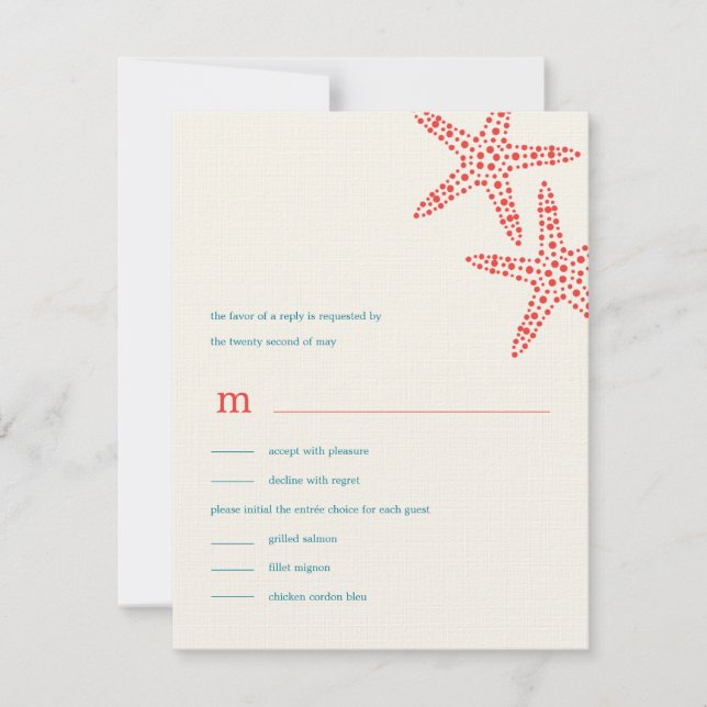 Cartes de mariage stylish Starfish RSVP/Response (Devant)
