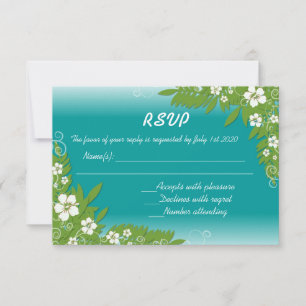 Cartes de mariage turquoise blanc hibiscus RSVP pe