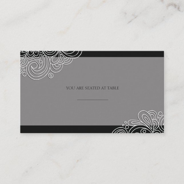 Cartes de Mariage vintage Black Swirl (Devant)