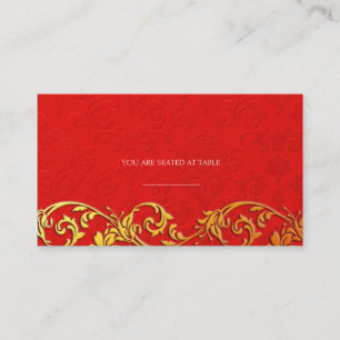 Cartes de Mariage vintage Red Asian Swirl