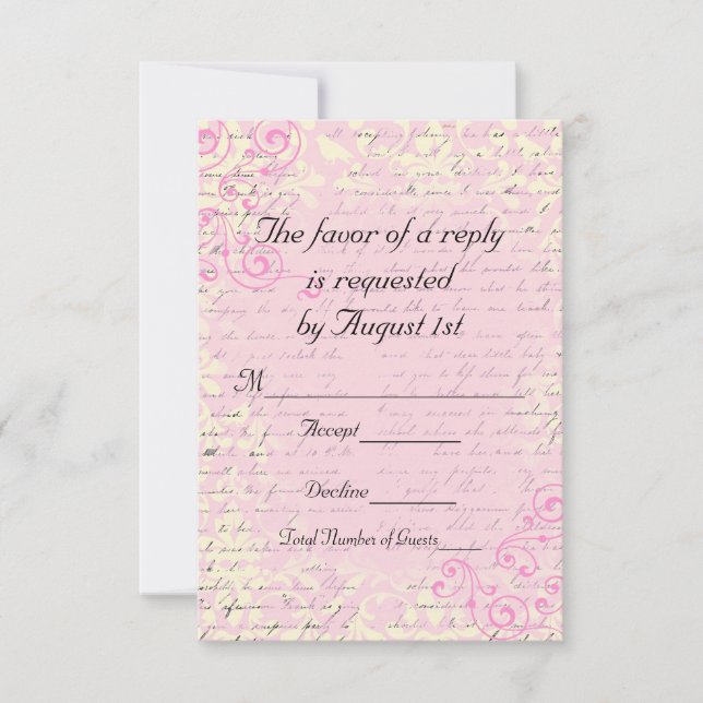 Cartes de Mariage vintages Romantiques RSVP (Devant)